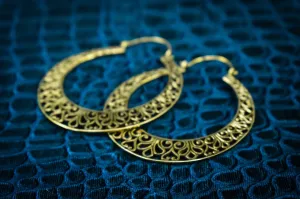 Heart Large Hoops - Brass Earings