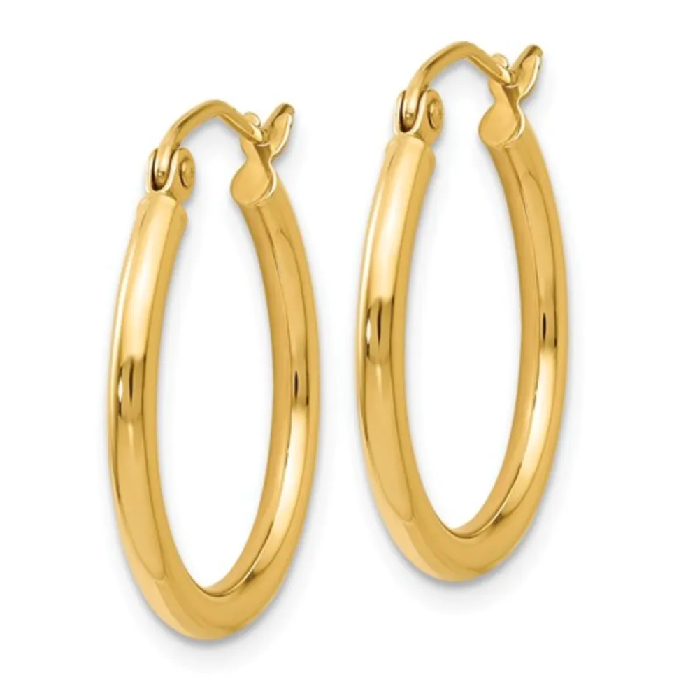 High Polish Gold Hoop Earrings 20x2mm