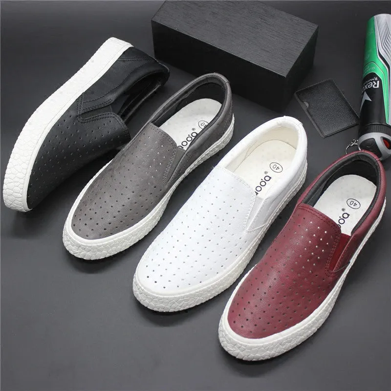 Hollow Leather Shoes Comfortable Sandals Breathable Holes Soft Soles