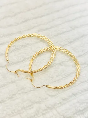 Hoop earrings, woven style, medium size, 14k GF, DE-654 MED