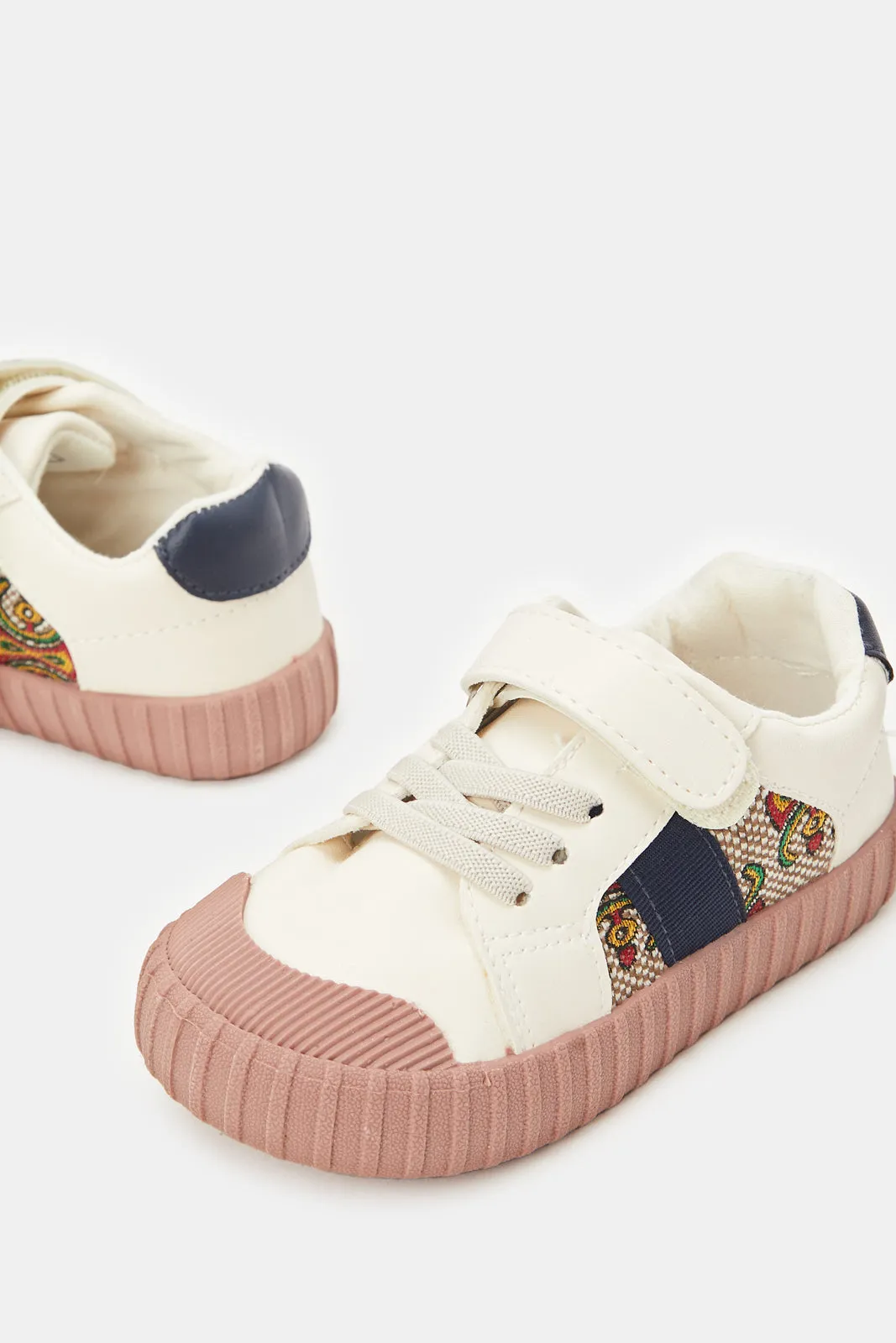 Infant Boys Cream Velcro Sneakers