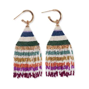 James Muted Stripe Beaded Fringe Earrings