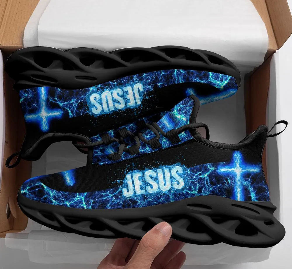 Jesus Blue Running Sneakers Max Soul Shoes - Christian Shoes For Men And Women