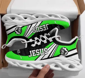 Jesus Running Sneakers Green Max Soul Shoes - Christian Shoes For Men And Women