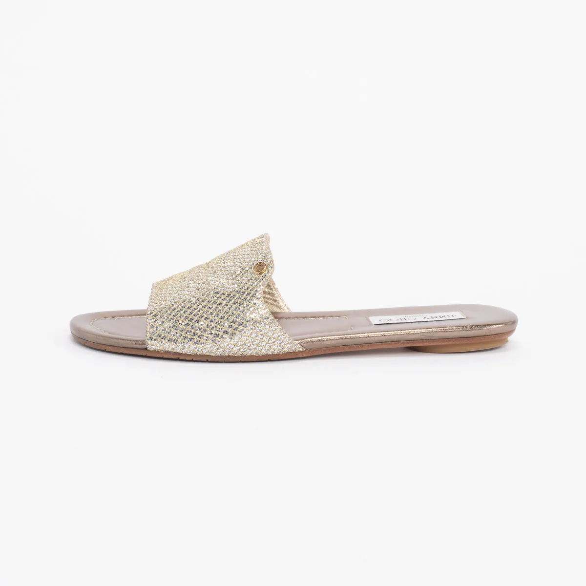 Jimmy Choo Champagne Lame Nanda Slides 40