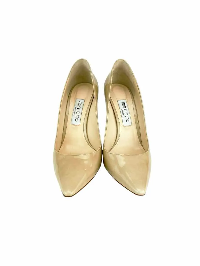 Jimmy Choo Women's Romy100 Patent Leather Pumps Tan Size 40 (10 US)