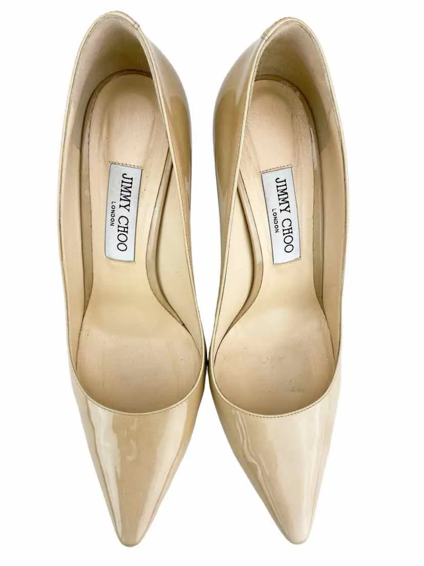 Jimmy Choo Women's Romy100 Patent Leather Pumps Tan Size 40 (10 US)