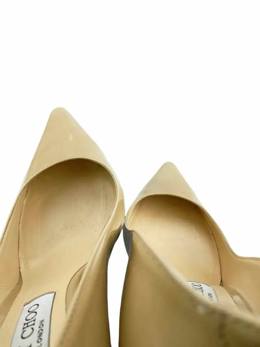 Jimmy Choo Women's Romy100 Patent Leather Pumps Tan Size 40 (10 US)