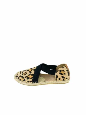 Joy & Mario, Women's Queen Bee Leopard Espadrille Sandal, Camel/Black, Size 8.5W