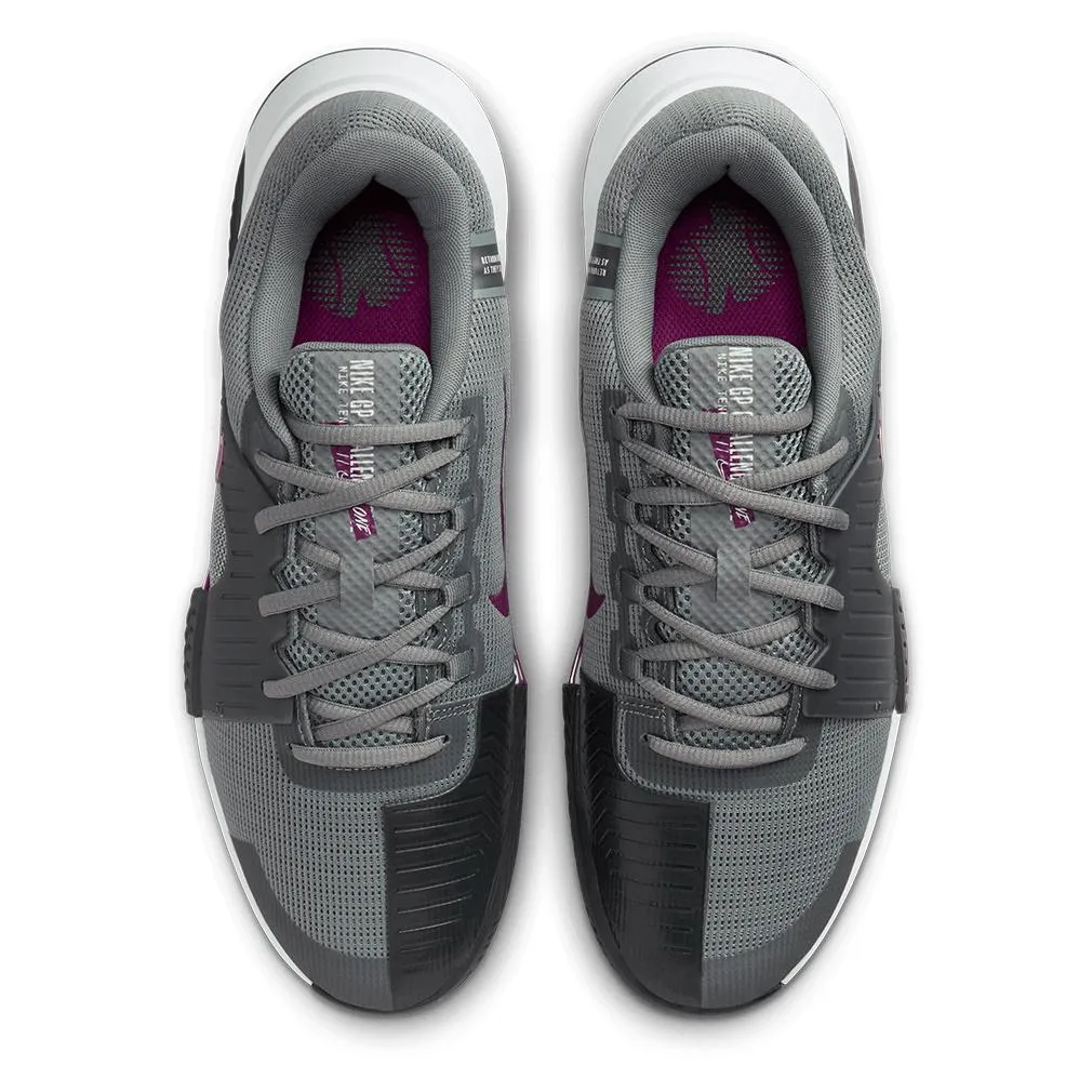 Juniors Zoom GP Challenge 1 Tennis Shoes Smoke Grey and Sangria