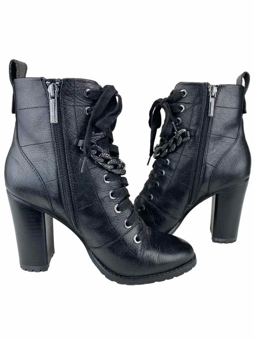 Karl Lagerfeld Paris Women's Jada Lace-Up Boots Black Size 7