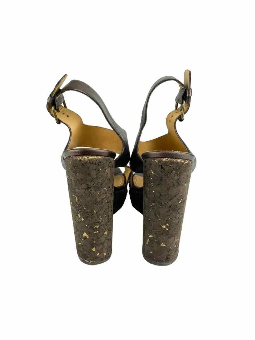 Lanvin 2012 Ete Women's Python Leather Wedges Bronze Size 7 (runs 1/2 sz small)