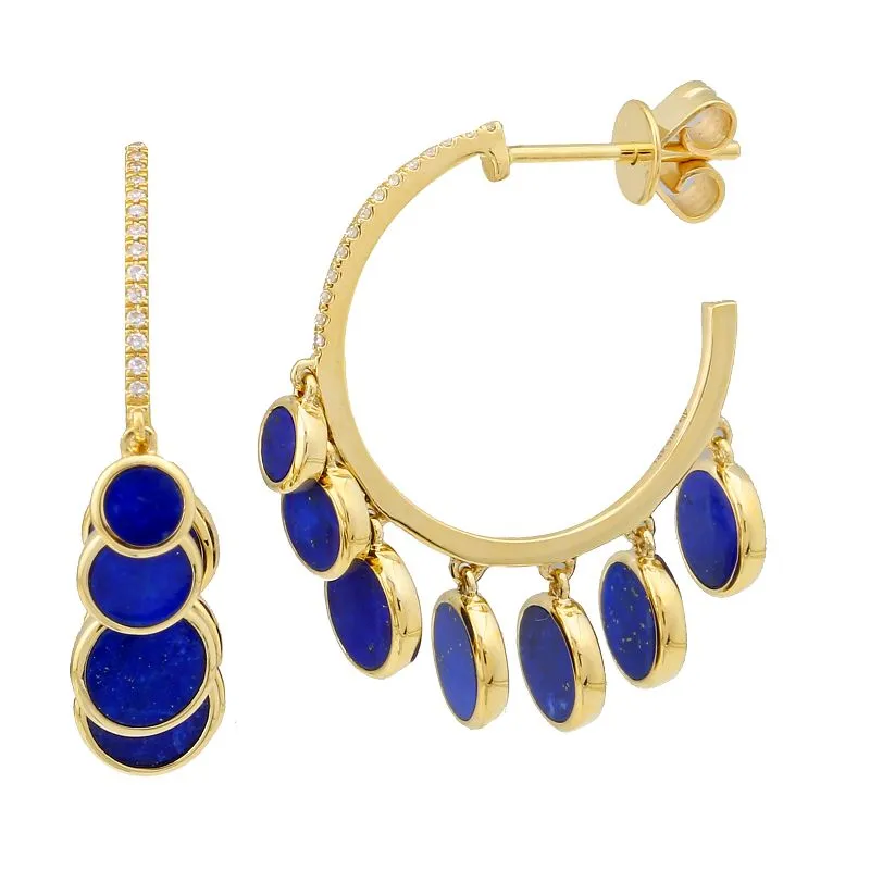 Lapis Dangle Stud Hoops