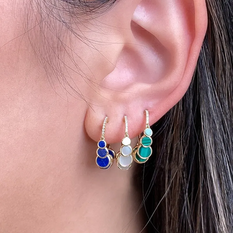 Lapis Dangle Stud Hoops