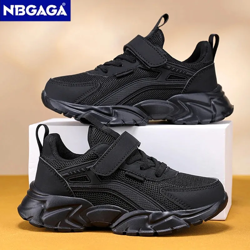 Lightweight Children's Black Sneakers Breathable Mesh for Boys School