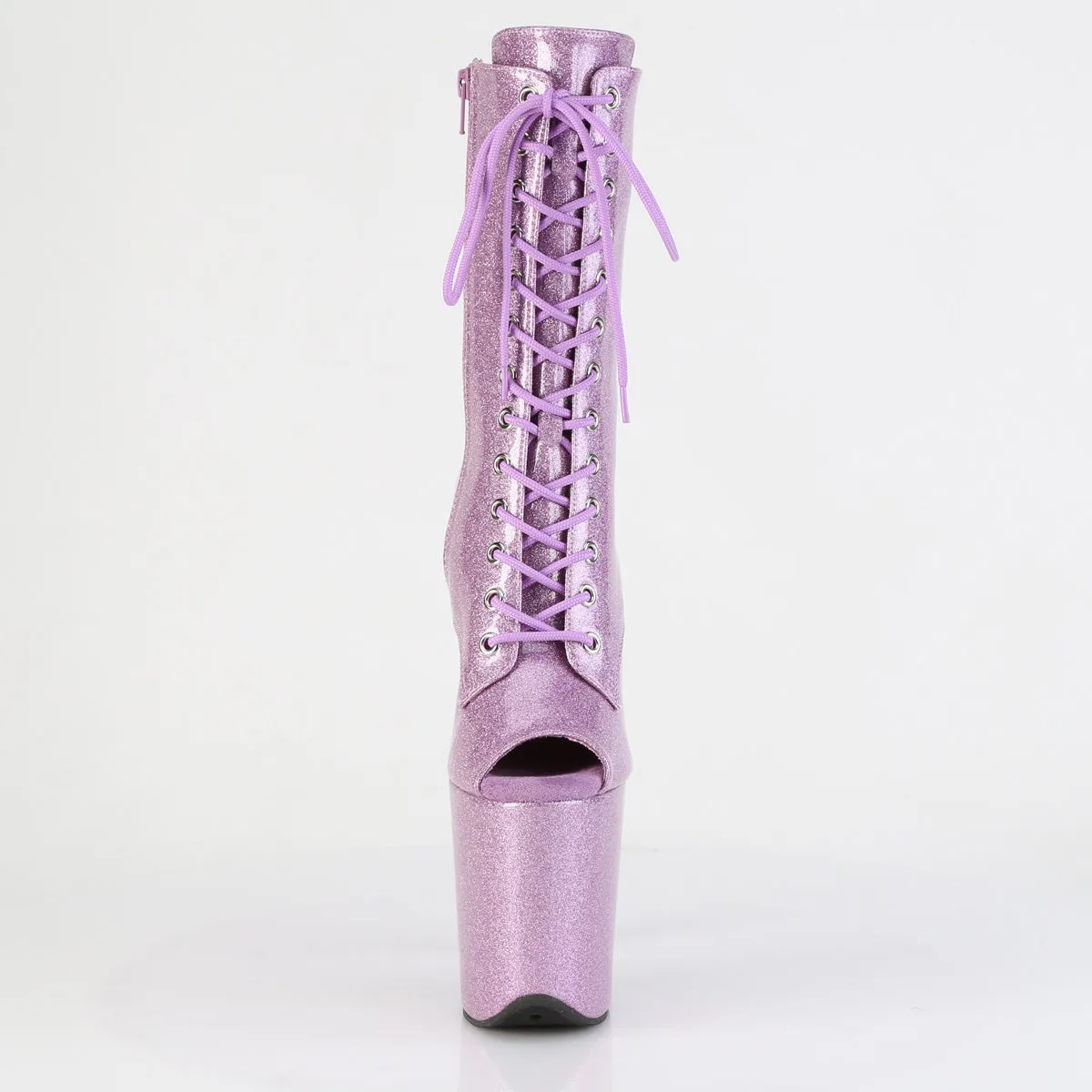 Lilac Glitter Peep Toe Pole Boots Flamingo-1041GP