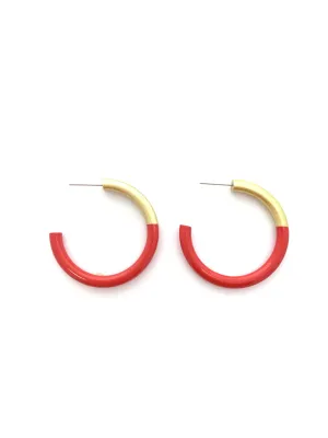 Liz Medium Hoops in Real Red