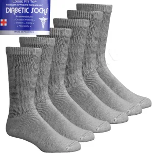 Lot Men'S Gray Circulatory Diabetic Crew Socks 9-11,10-13,13-