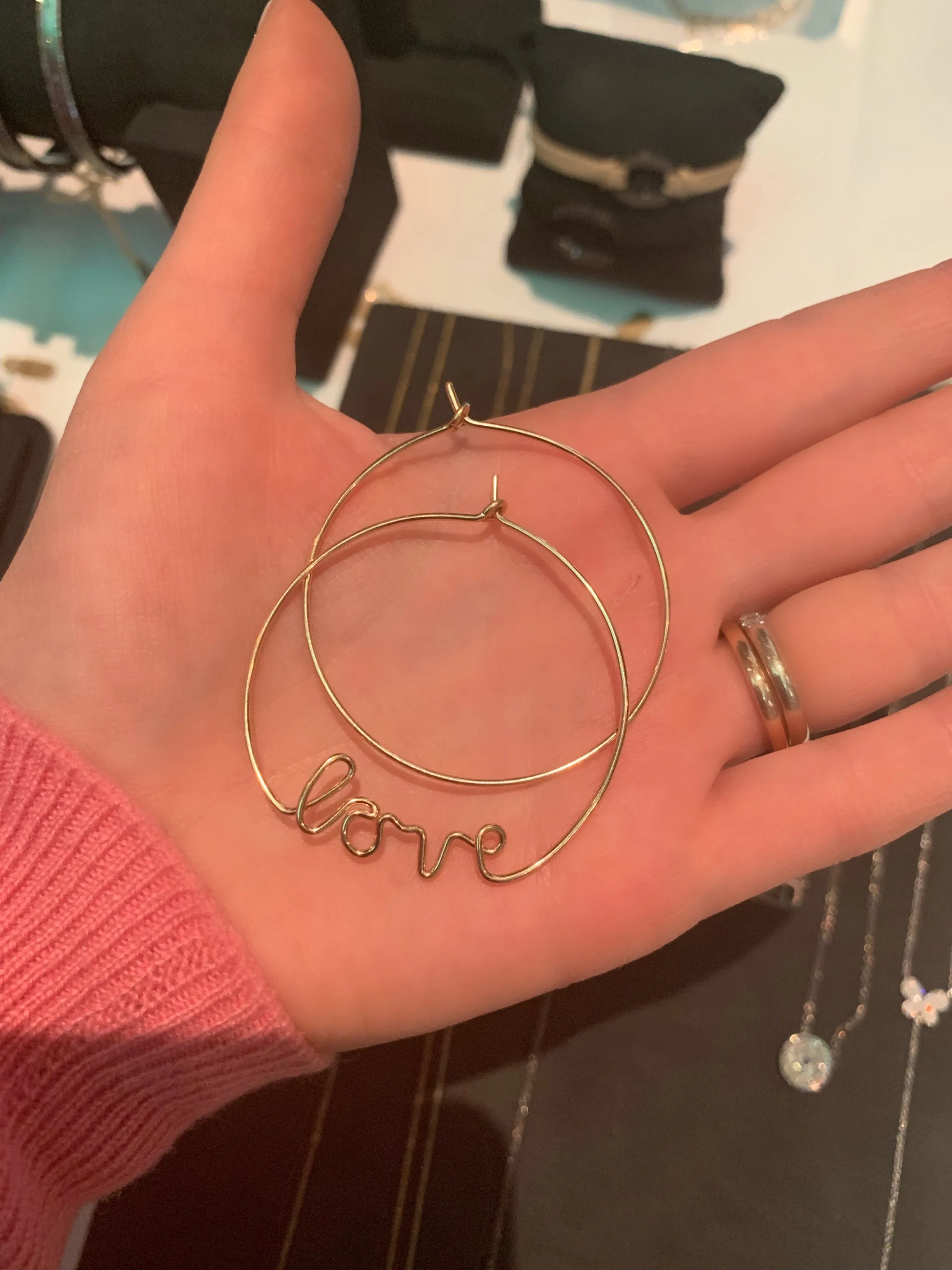 'Love' Wire-wrap Hoops