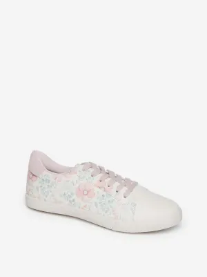 LUNA BLU Beige Floral Pattern Sneakers