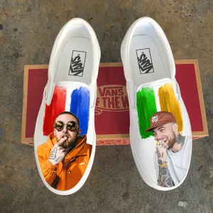 Mac Miller K.I.D.S. Custom Sneakers - White Slip Ons