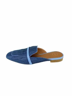 Malone Souliers Women's Textile Mule Shoe Blue Size 37.5 (7.5 US) *Runs small