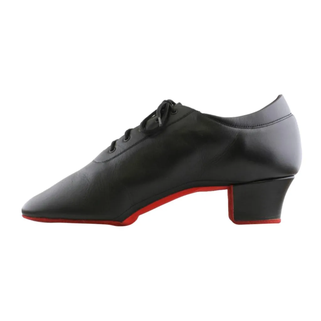 Men's Latin Dance Shoes, 1207 Profi, Black Leather / Red Neoprene