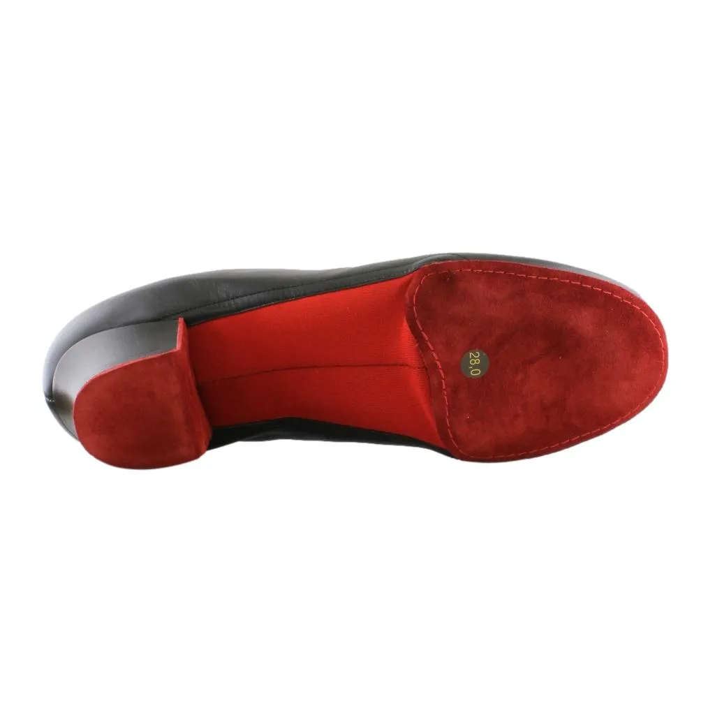 Men's Latin Dance Shoes, 1207 Profi, Black Leather / Red Neoprene
