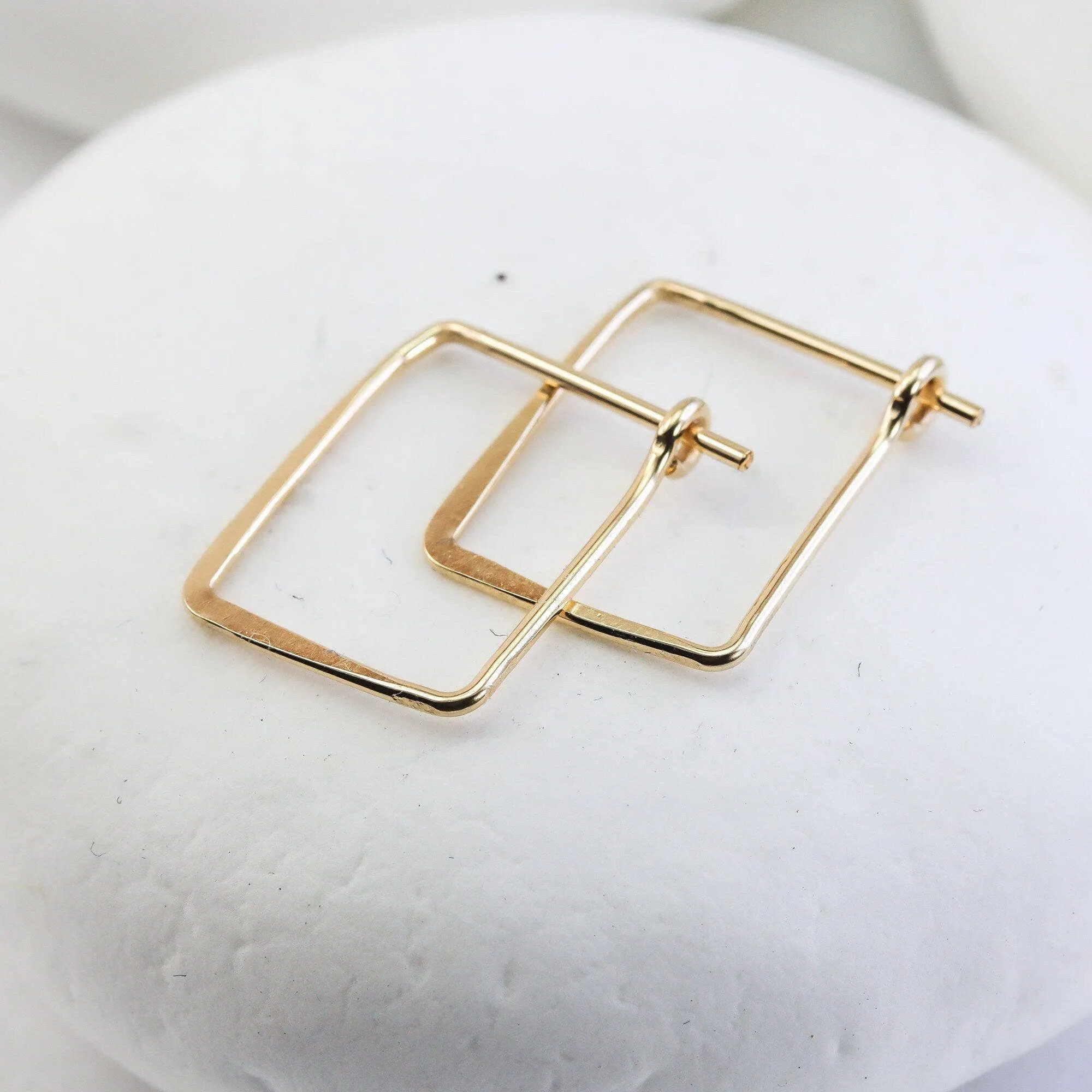 Mini Huggie Rectangular Hoops: Gold