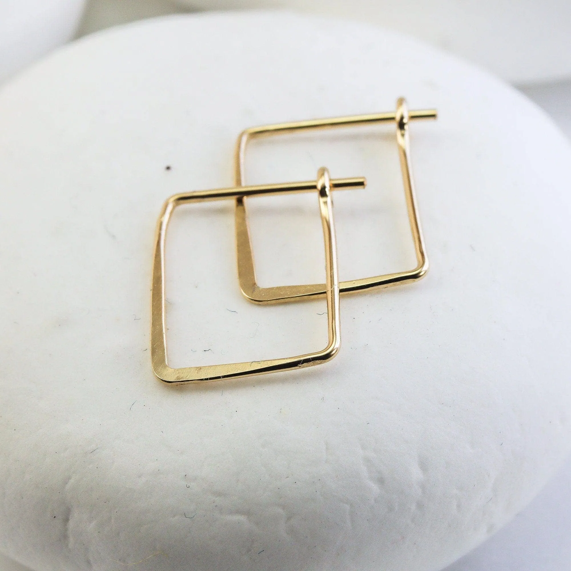 Mini Huggie Rectangular Hoops: Gold