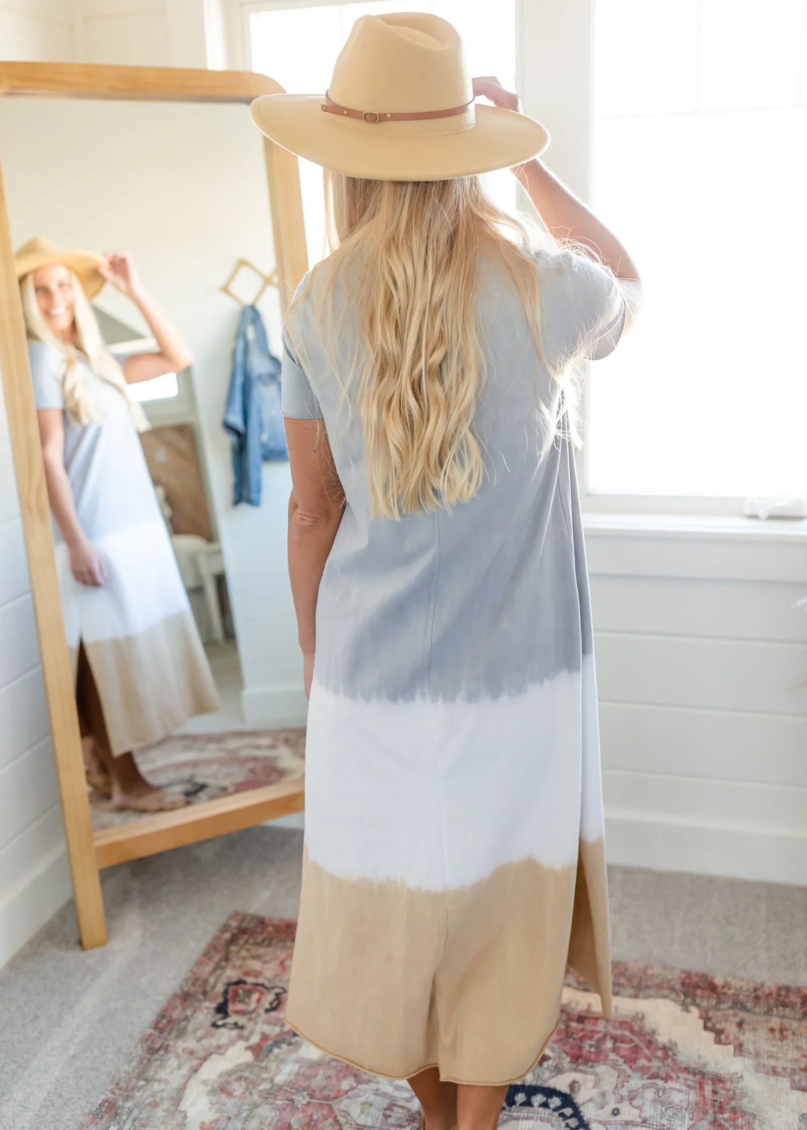 Mixed Gray Tie Dye Maxi Dress