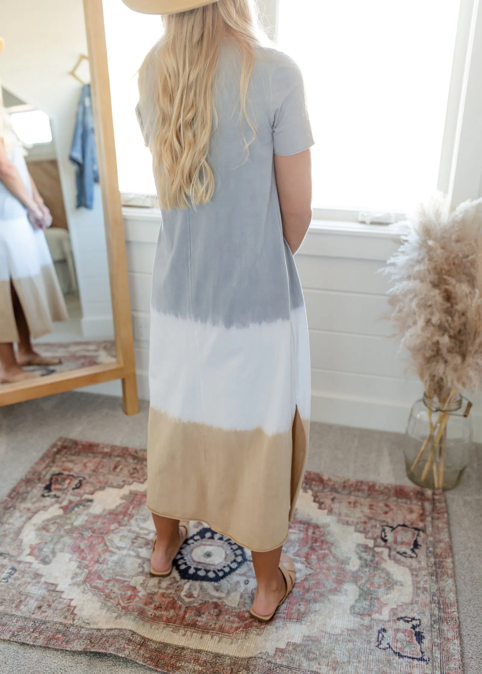 Mixed Gray Tie Dye Maxi Dress