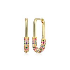 Oblong Pave Rainbow Hoops