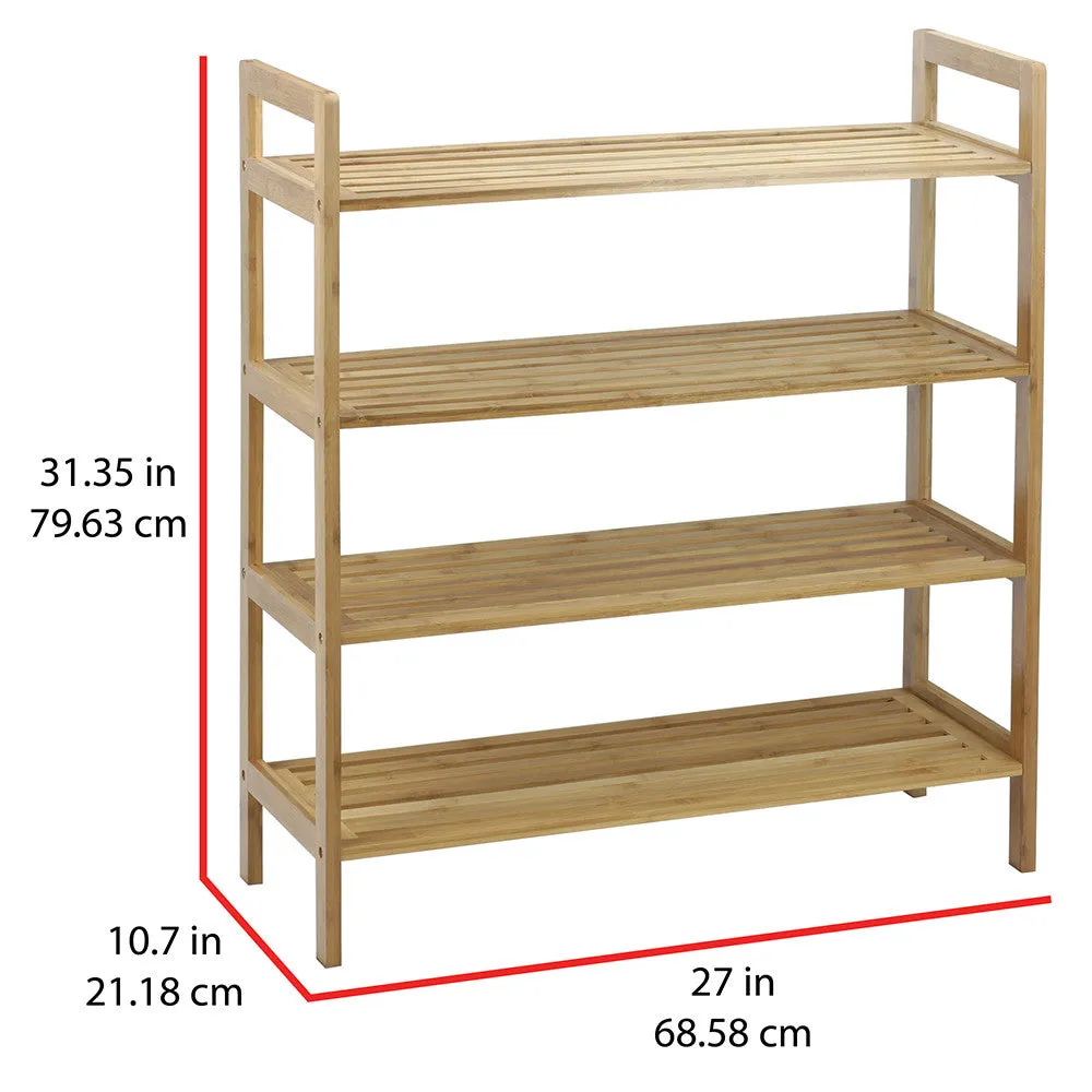 Oceanstar 4-Tier HPL Bamboo Shoe Rack, Natural