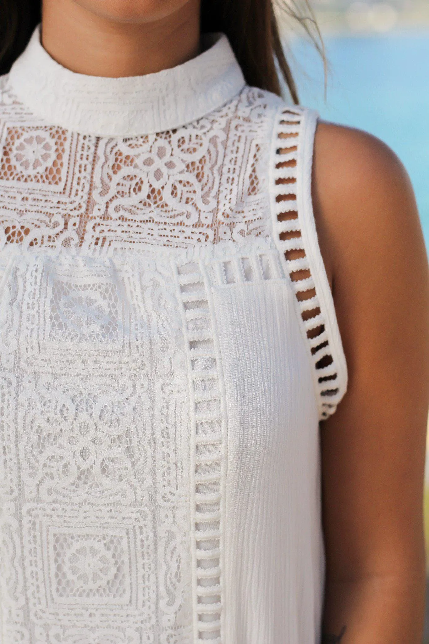 Off White Lace Short Dress