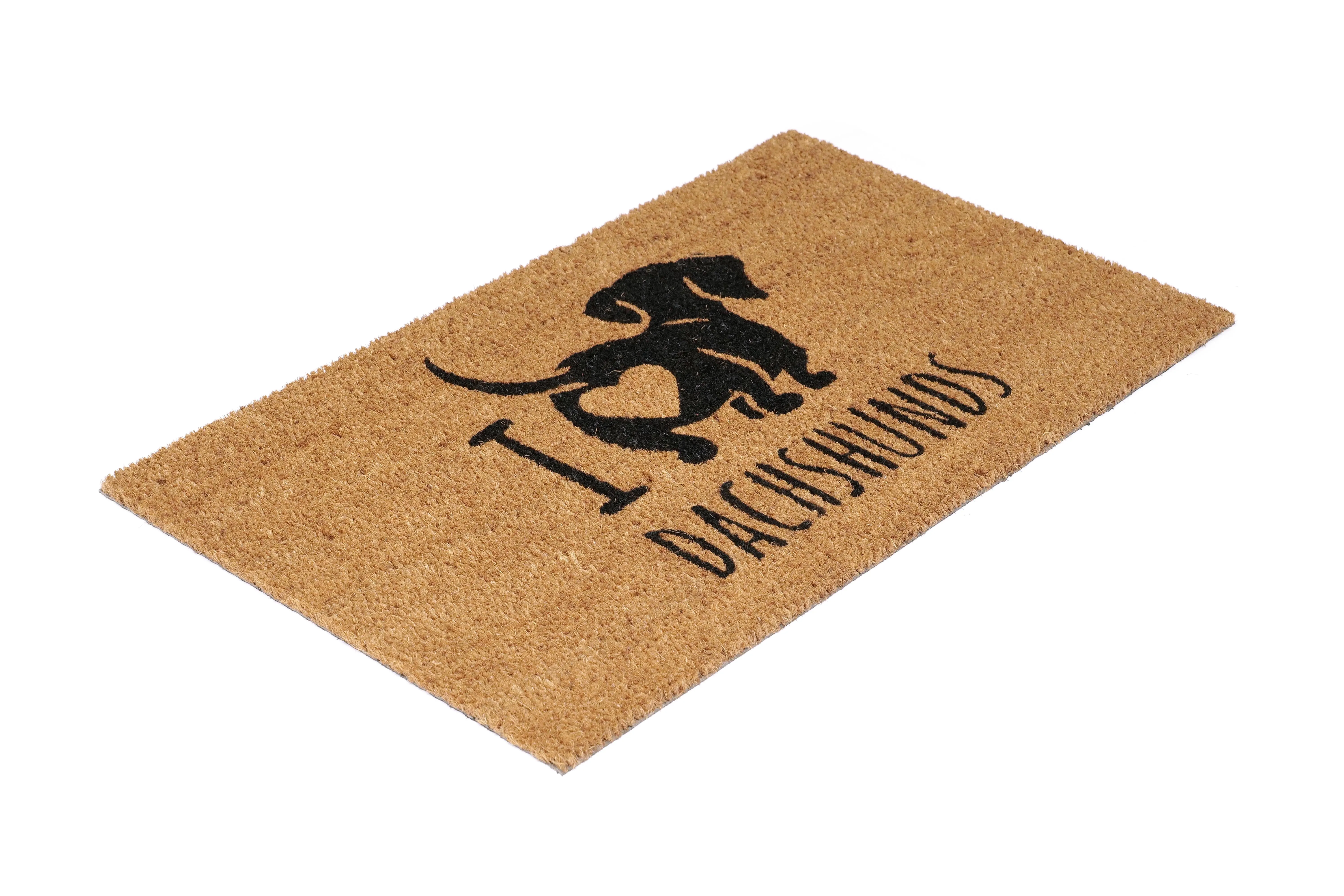 OnlyMat I Love Dachshund Sausage Dog printed Natural Coir Doormat