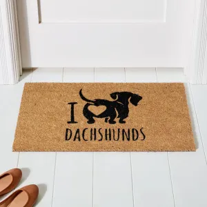 OnlyMat I Love Dachshund Sausage Dog printed Natural Coir Doormat