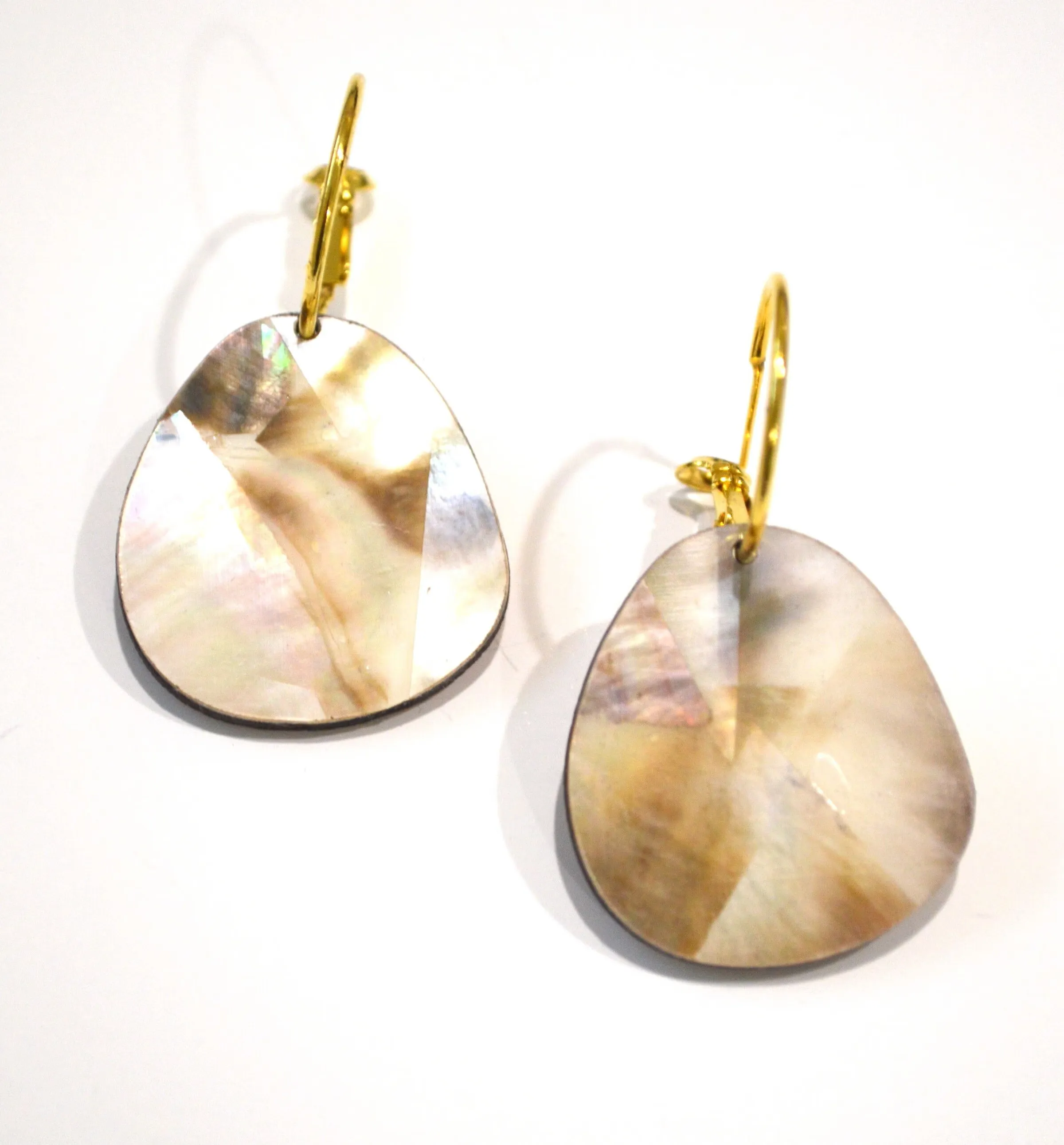 Organic Hoop Earrings - Moonstone Shell