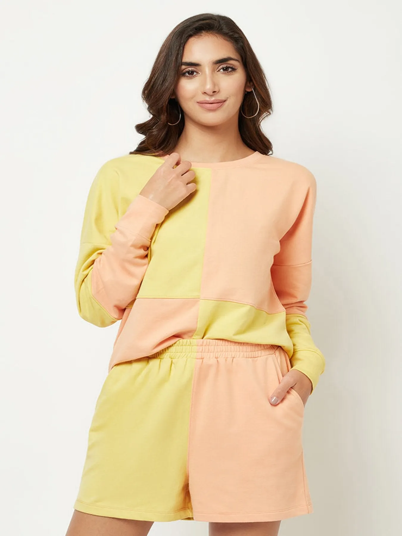 Peach And Yellow Co-ord Set