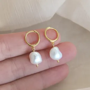 Pearl Drop Hoops