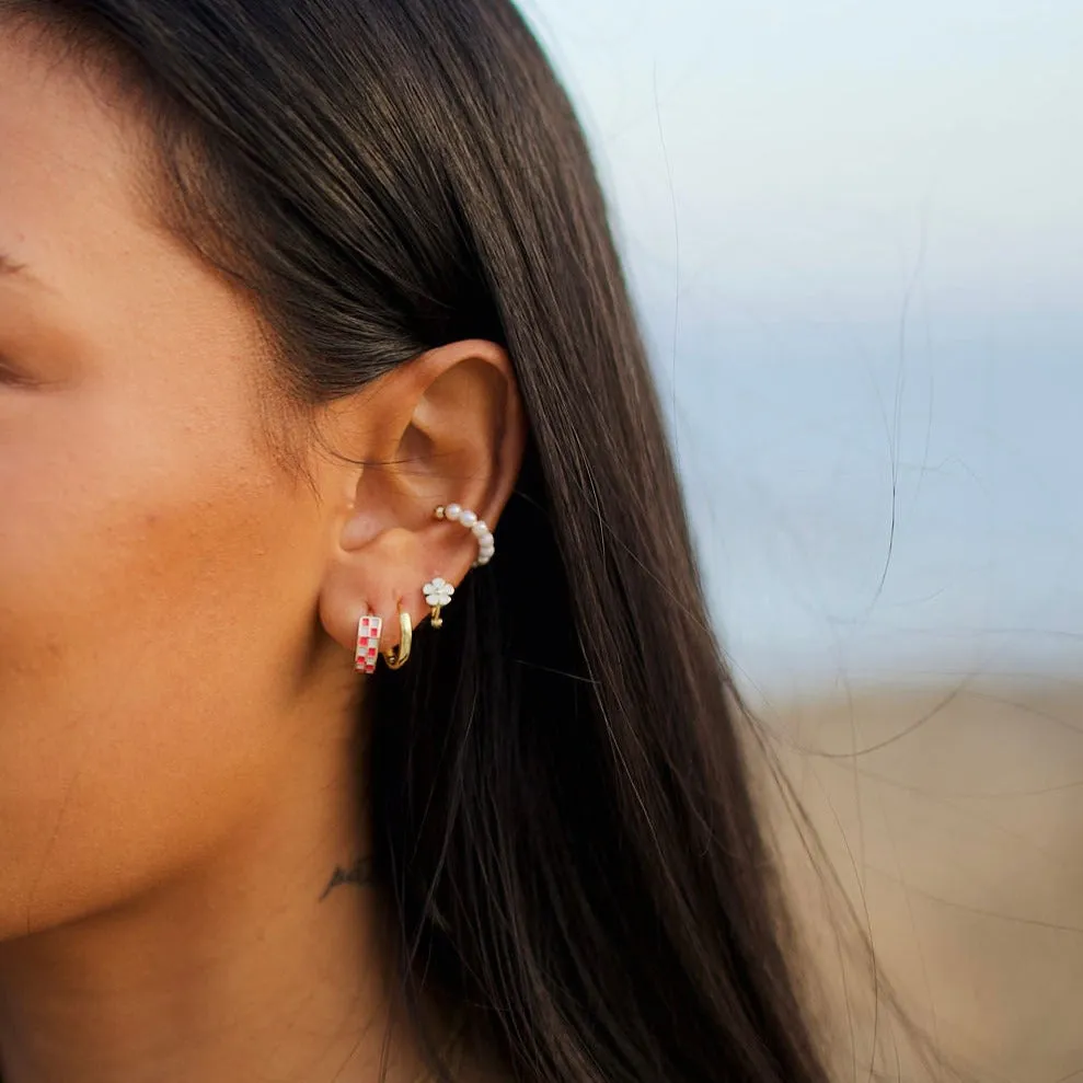 Pink & White Checkered Hoops