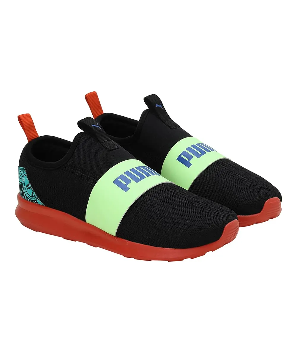 Puma Unisex-Kid Charlie Junior V2 Black-Fizzy Apple-Nasturtium Sneaker - 3UK (38882001)