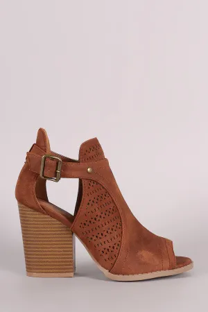 Qupid Perforated Open Cut Booties