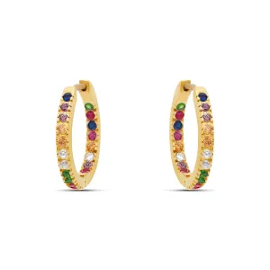 Rainbow Hoop Earrings - 18 karat gold vermeil on sterling silver, zirconia stones