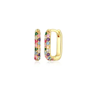 Rainbow Pave Link Hoops