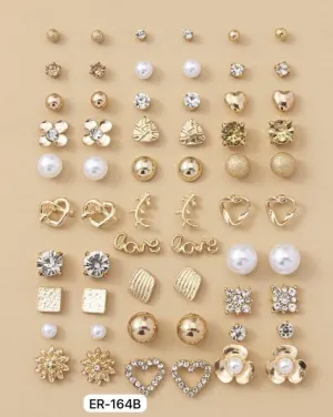 RARE 1 Jewellery For Women Girls Gold Plated Multicolor Pearl & AD Studs Combo of 30 Quirky Pairs