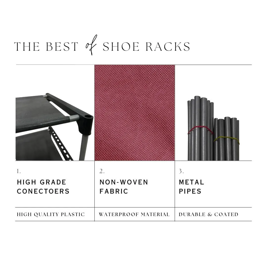 Raxon World 12 Layer Shoe Rack Cabinet, Maroon