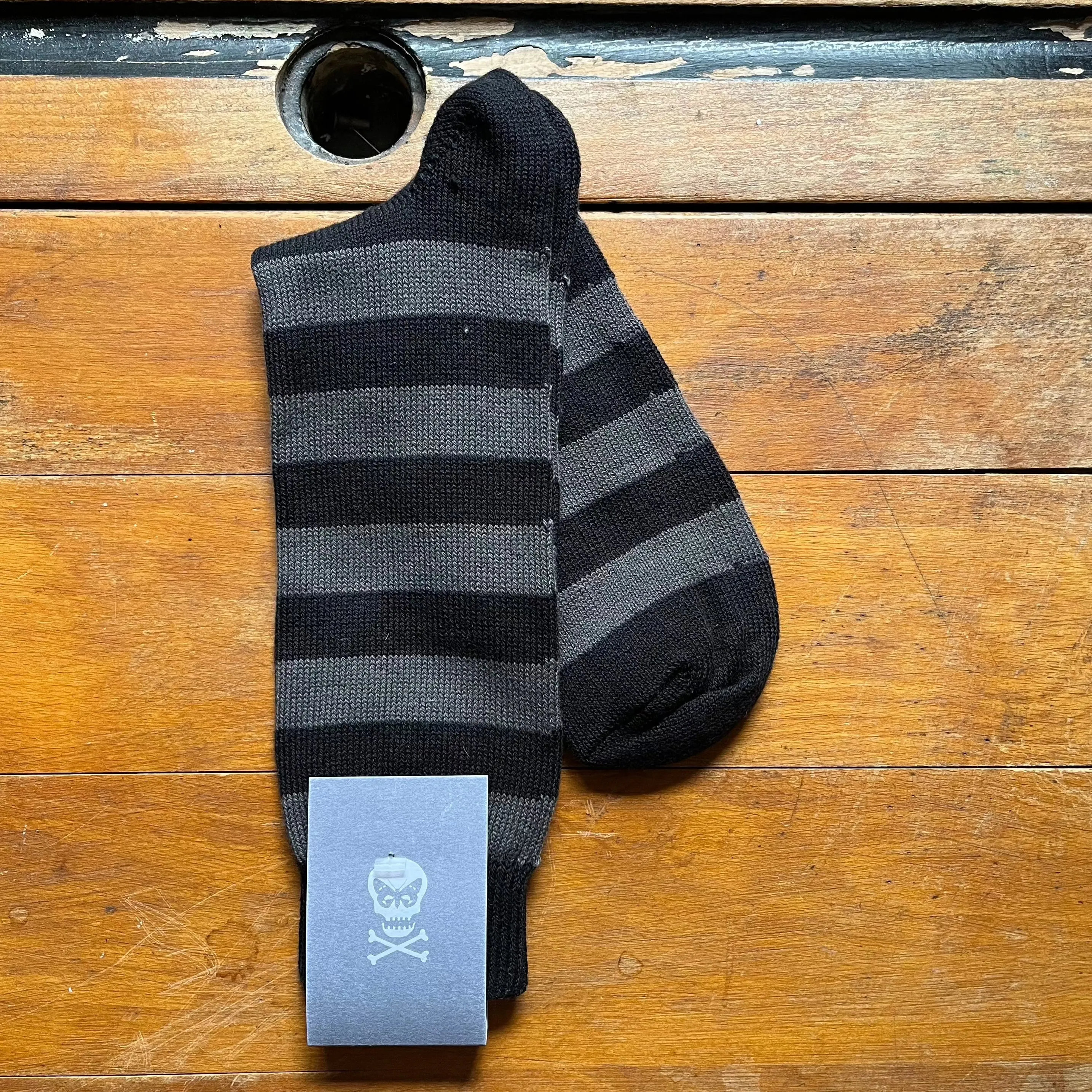 Regent - Cotton Socks - Hoops - Black & Grey