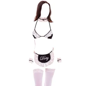 Rene Rofe At Your Service 6 PC Dirty Maid Sexy Costume Set Black/White One Size