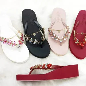 Rhinestone Women Wedge Flip Flop